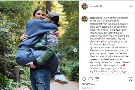 The beauty vlogger Jaclyn Hill  had gained more than 20 pounds in less than two months. 